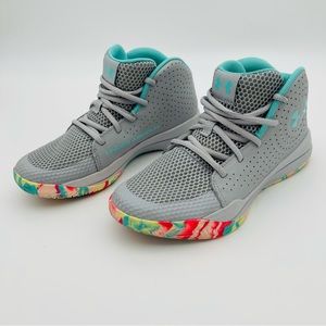 Under Armour Boys Jet 2019 Gray Basketball Shoes Sneakers Size 5.5Y 3022121-102